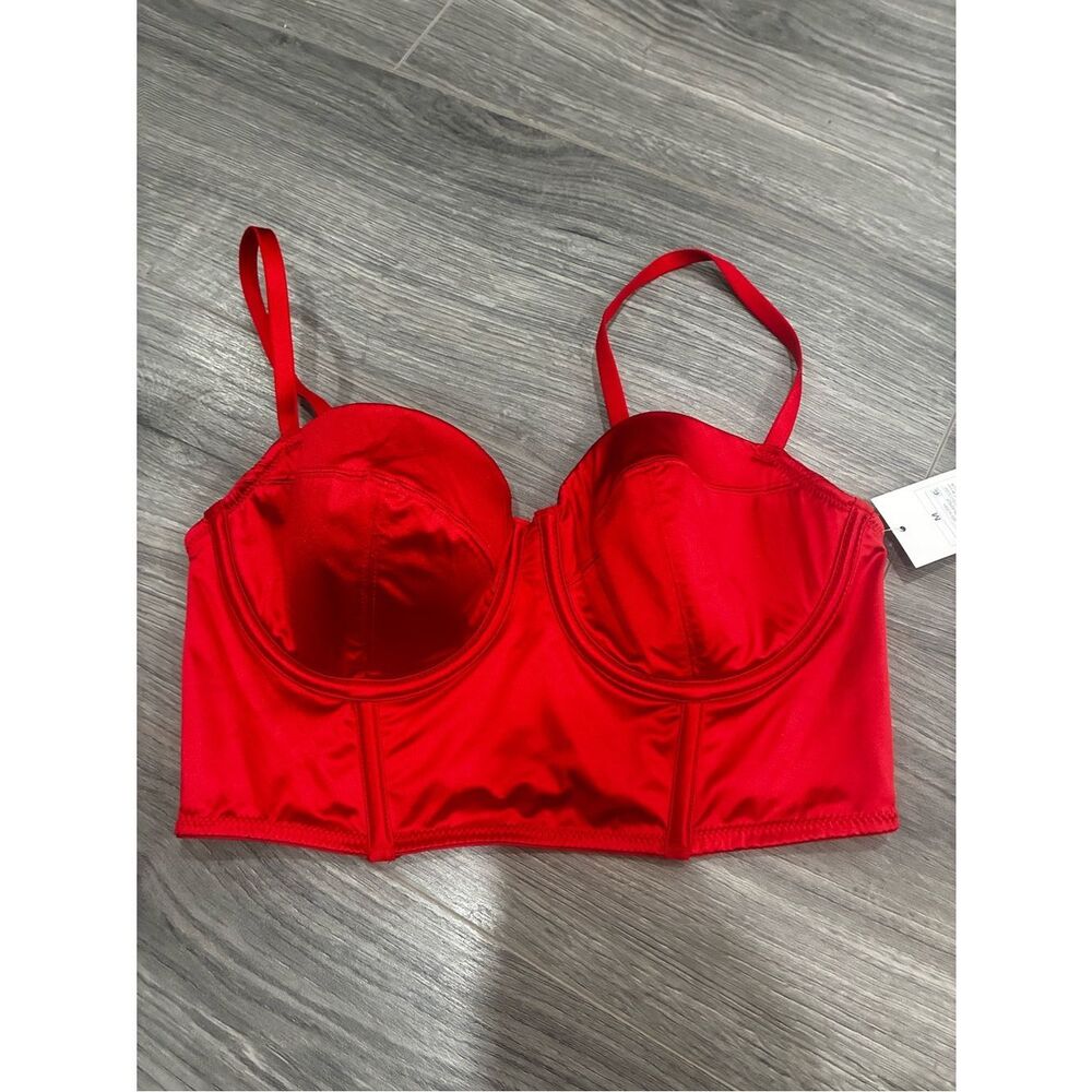 Auden Red Satin Longline Underwire Bustier